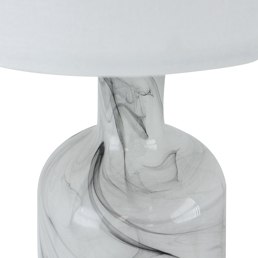 A&B Home Sarris 14" x 29" Bundle of 15 Tall Gray & White Swirl Glass Table Lamp With Linen Shade and Black Metal Base