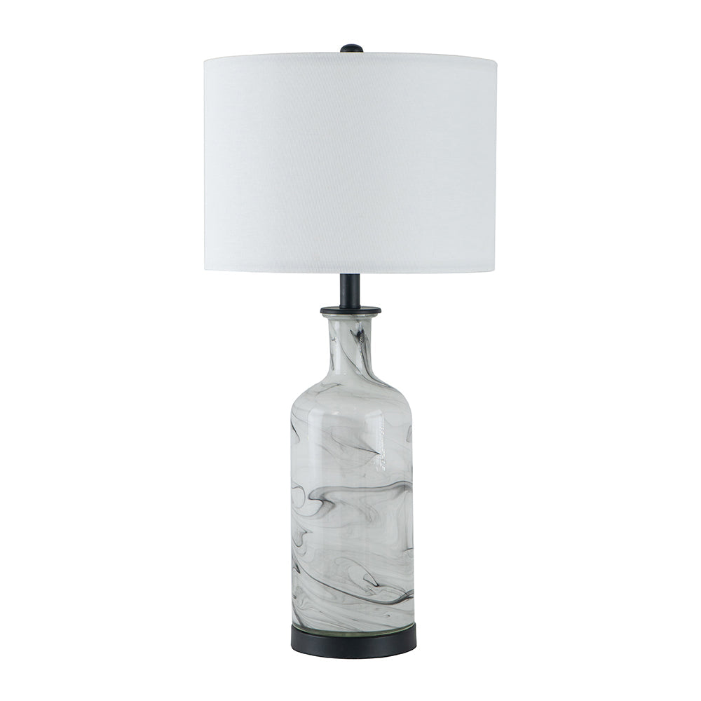A&B Home Sarris 14" x 29" Bundle of 15 Tall Gray & White Swirl Glass Table Lamp With Linen Shade and Black Metal Base