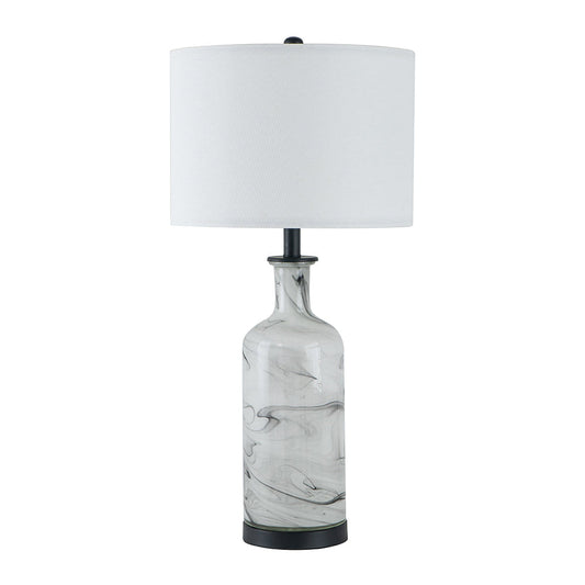 A&B Home Sarris 14" x 29" Bundle of 15 Tall Gray & White Swirl Glass Table Lamp With Linen Shade and Black Metal Base
