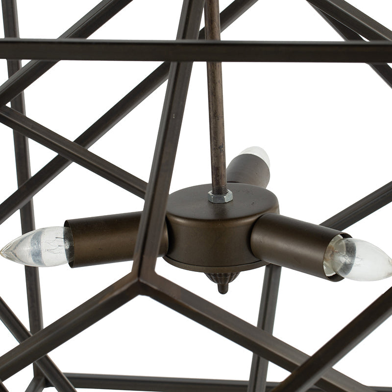 A&B Home Takio 19" x 25" 2-Light Geometric-Shaped Matte Black Metal Frame Chandelier