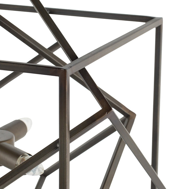 A&B Home Takio 19" x 25" 2-Light Geometric-Shaped Matte Black Metal Frame Chandelier
