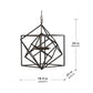 A&B Home Takio 19" x 25" 2-Light Geometric-Shaped Matte Black Metal Frame Chandelier