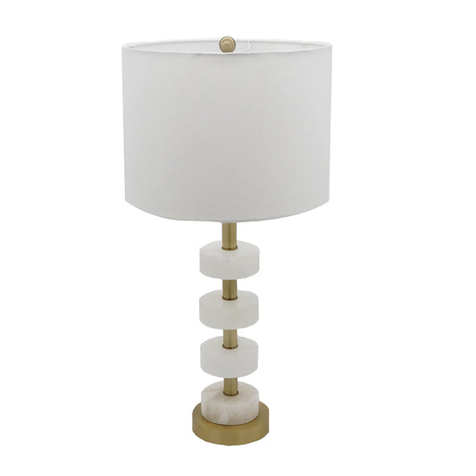 A&B Home Thelrin 13" x 28" Bundle of 15 White Alabaster and Gold Metal Frame Table Lamp