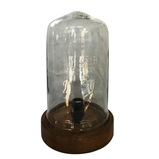 A&B Home Ujala 8" x 12" Bundle of 21 Clear Glass Dome-Shaped Shade With Wooden Base Table Lamp