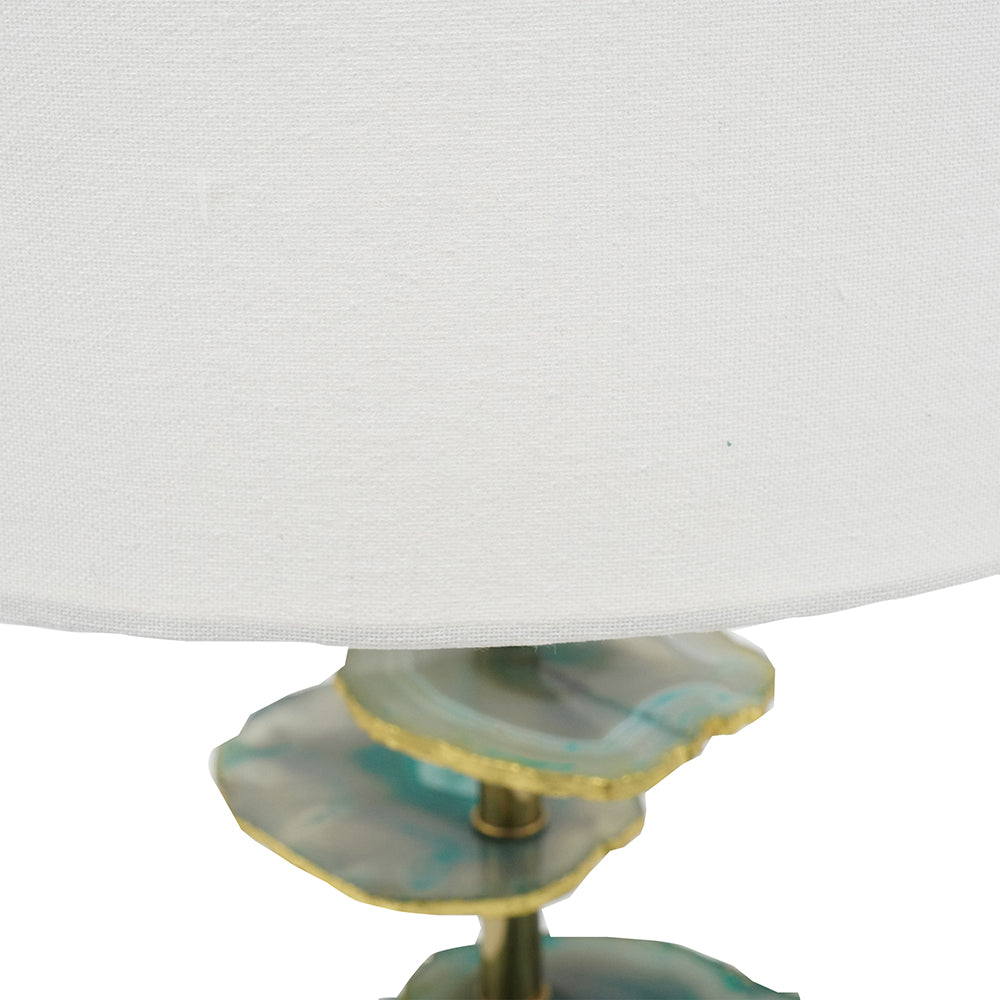 A&B Home Verdant 15" x 30" Bundle of 10 Blue Agate-Slice Table Lamp With White Marble Base