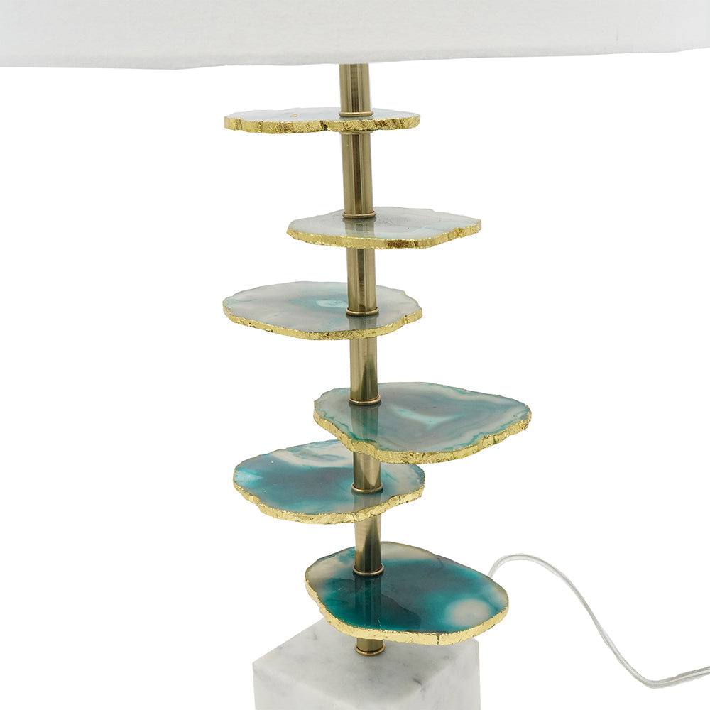 A&B Home Verdant 15" x 30" Bundle of 10 Blue Agate-Slice Table Lamp With White Marble Base