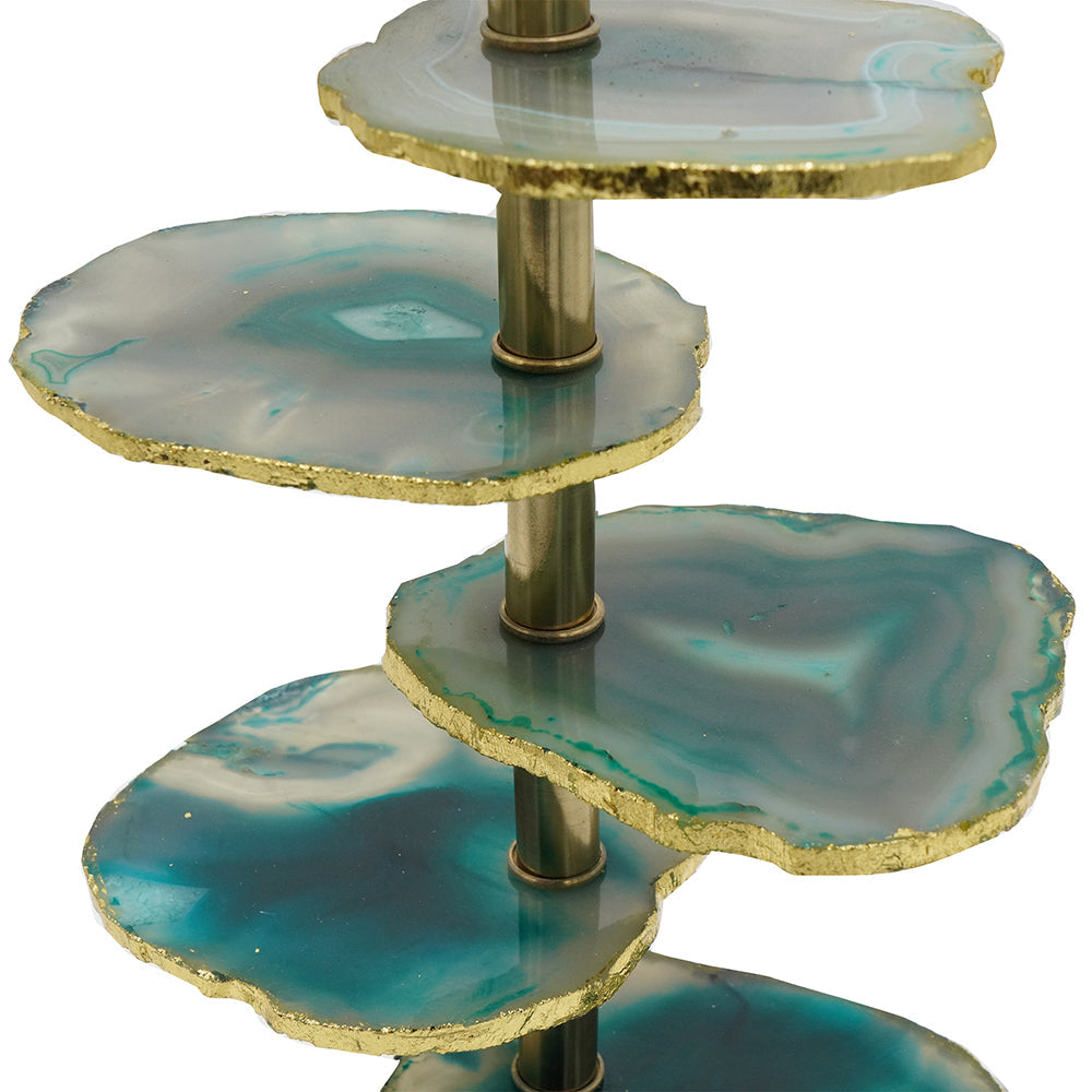 A&B Home Verdant 15" x 30" Bundle of 10 Blue Agate-Slice Table Lamp With White Marble Base
