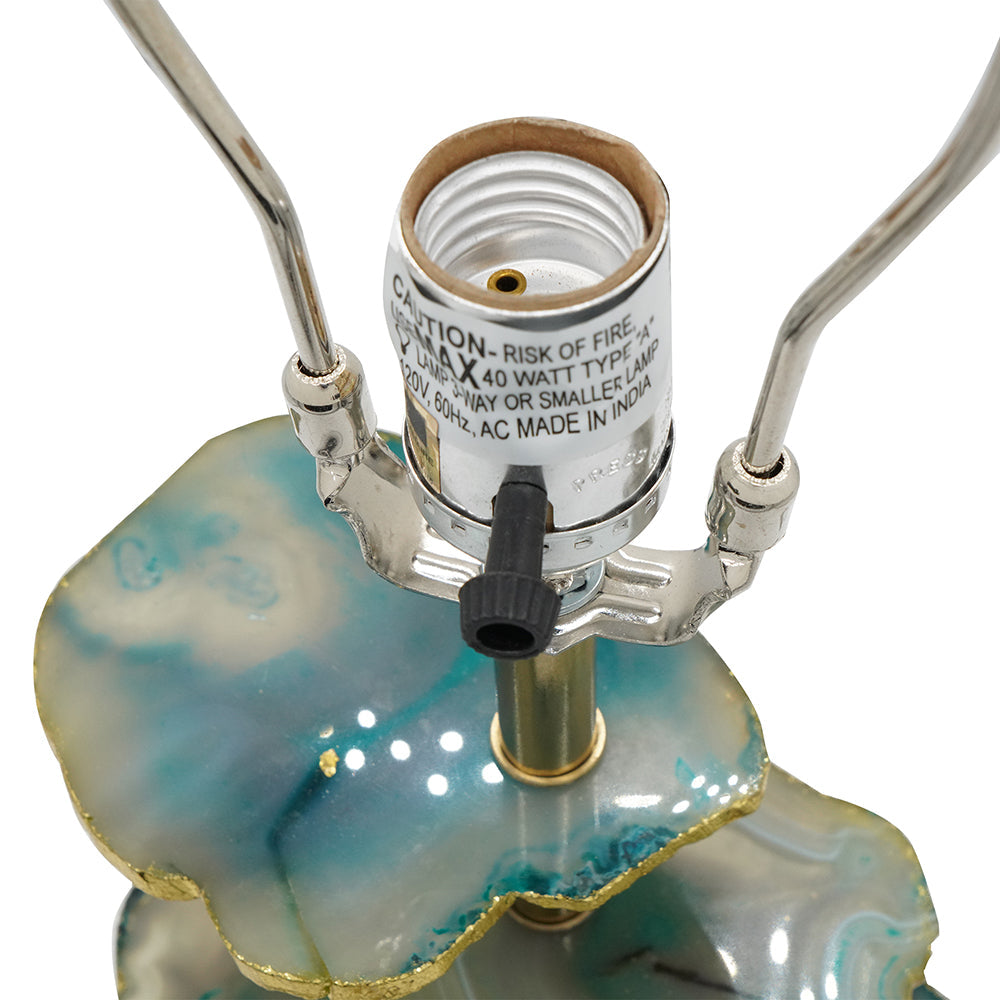 A&B Home Verdant 15" x 30" Bundle of 10 Blue Agate-Slice Table Lamp With White Marble Base