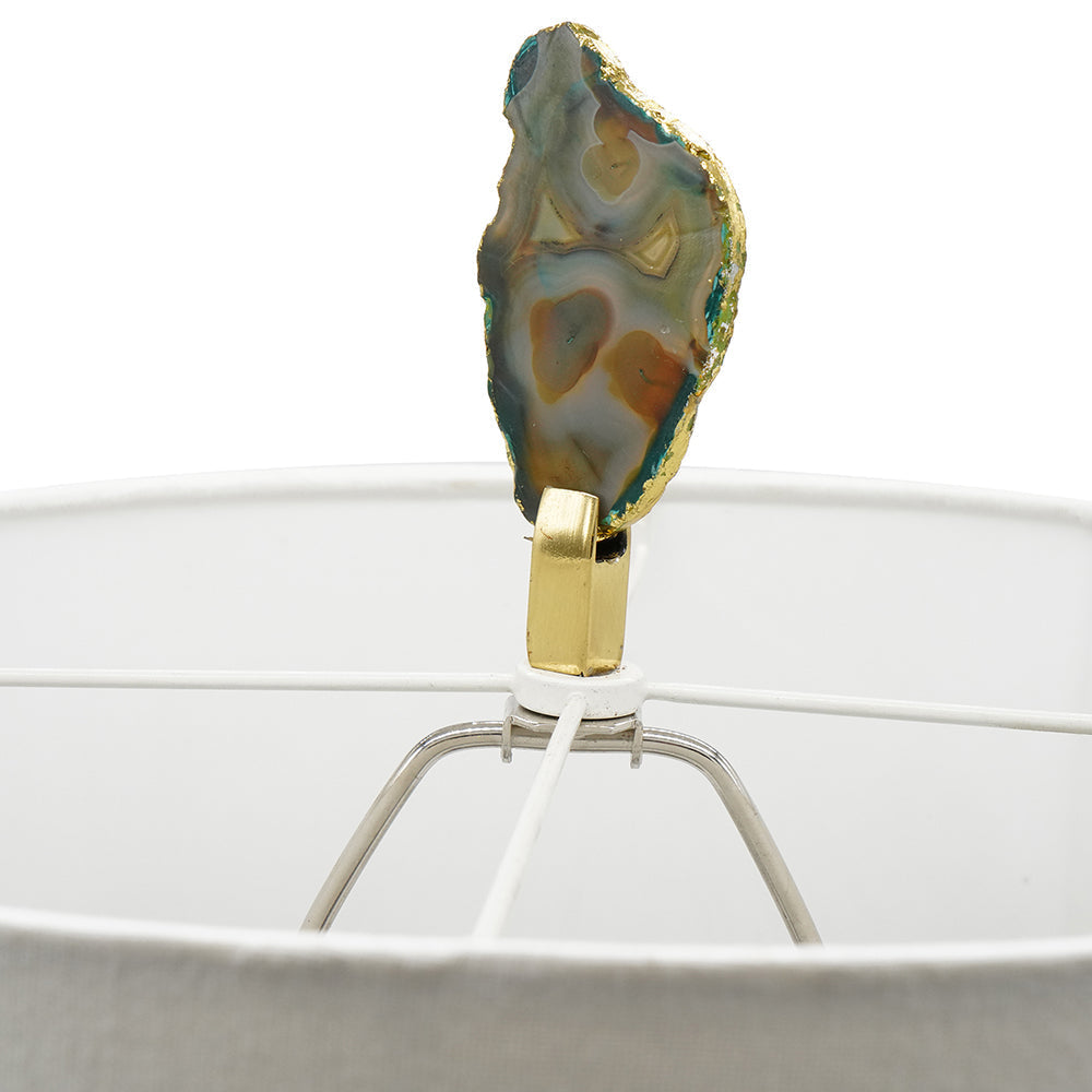 A&B Home Verdant 15" x 30" Bundle of 10 Blue Agate-Slice Table Lamp With White Marble Base