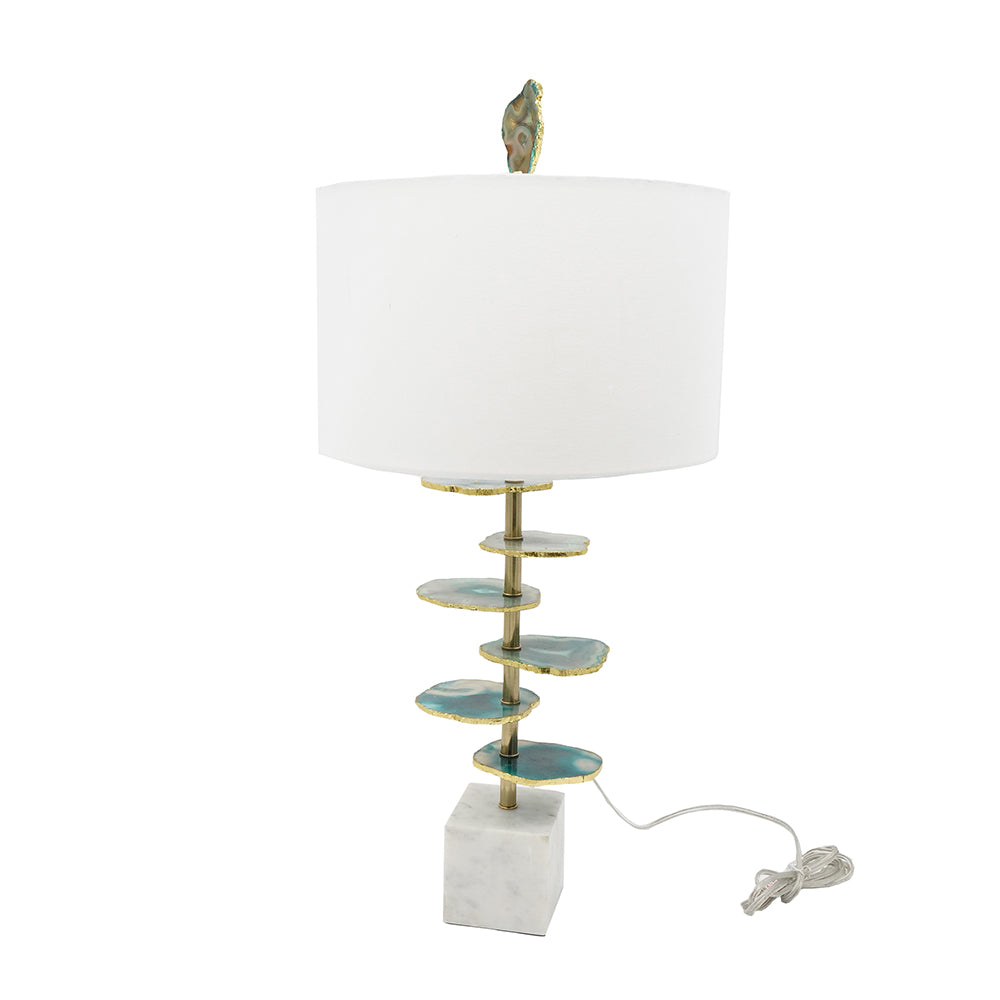 A&B Home Verdant 15" x 30" Bundle of 10 Blue Agate-Slice Table Lamp With White Marble Base
