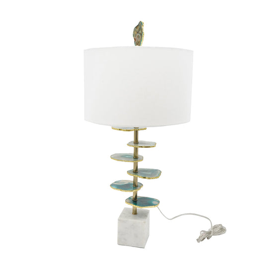 A&B Home Verdant 15" x 30" Bundle of 10 Blue Agate-Slice Table Lamp With White Marble Base
