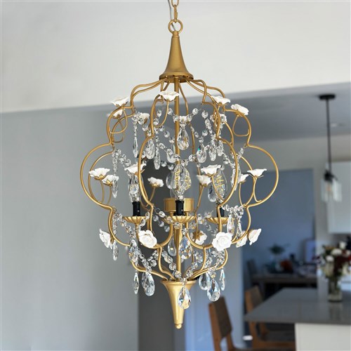 AF Lighting 19"D x 27"H Floral Chandelier - Cream, Gold