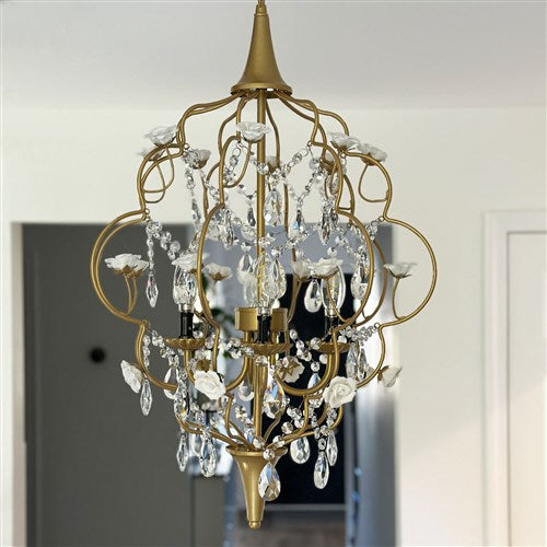 AF Lighting 19"D x 27"H Floral Chandelier - Cream, Gold