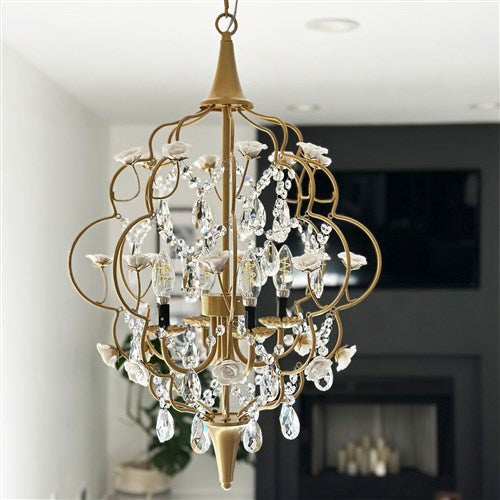 AF Lighting 19"D x 27"H Floral Chandelier - Cream, Gold