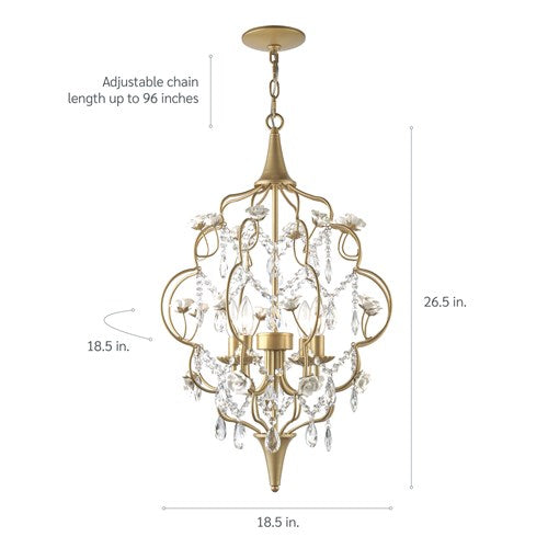AF Lighting 19"D x 27"H Floral Chandelier - Cream, Gold