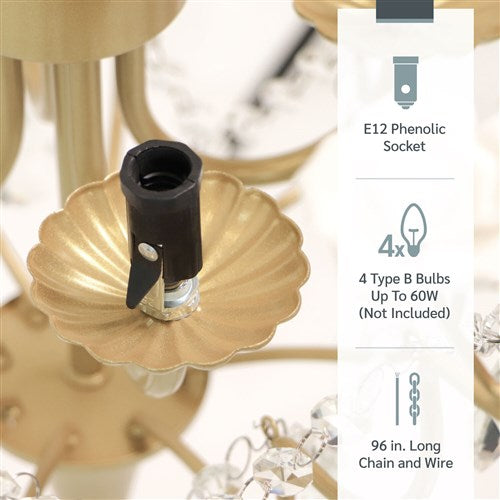 AF Lighting 19"D x 27"H Floral Chandelier - Cream, Gold