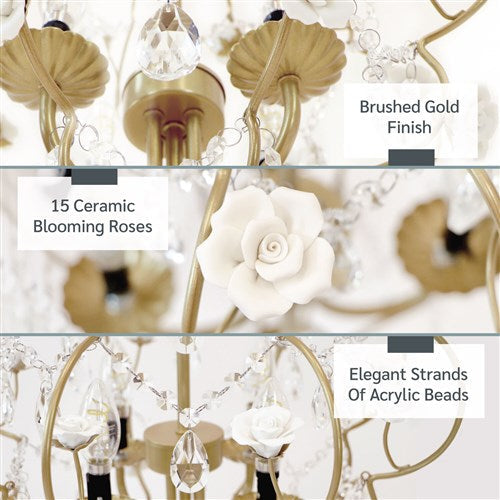 AF Lighting 19"D x 27"H Floral Chandelier - Cream, Gold