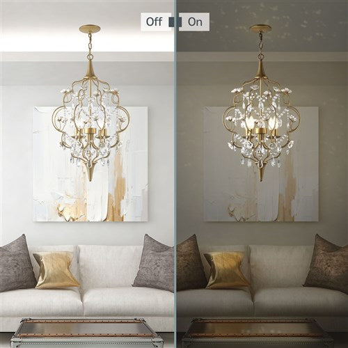 AF Lighting 19"D x 27"H Floral Chandelier - Cream, Gold
