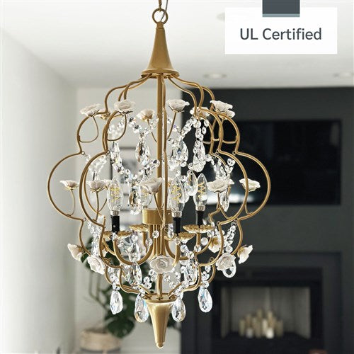 AF Lighting 19"D x 27"H Floral Chandelier - Cream, Gold