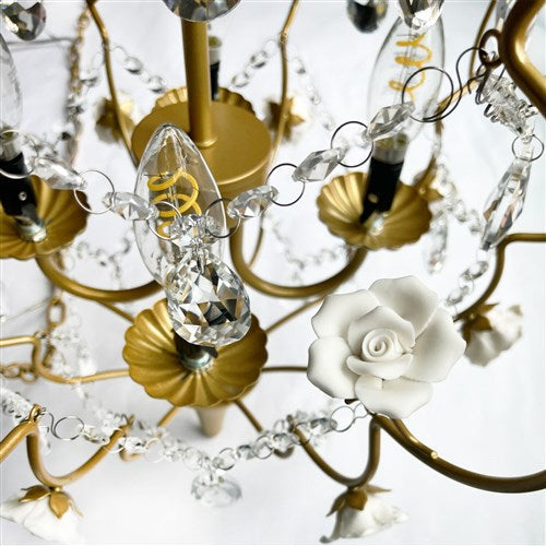 AF Lighting 19"D x 27"H Floral Chandelier - Cream, Gold