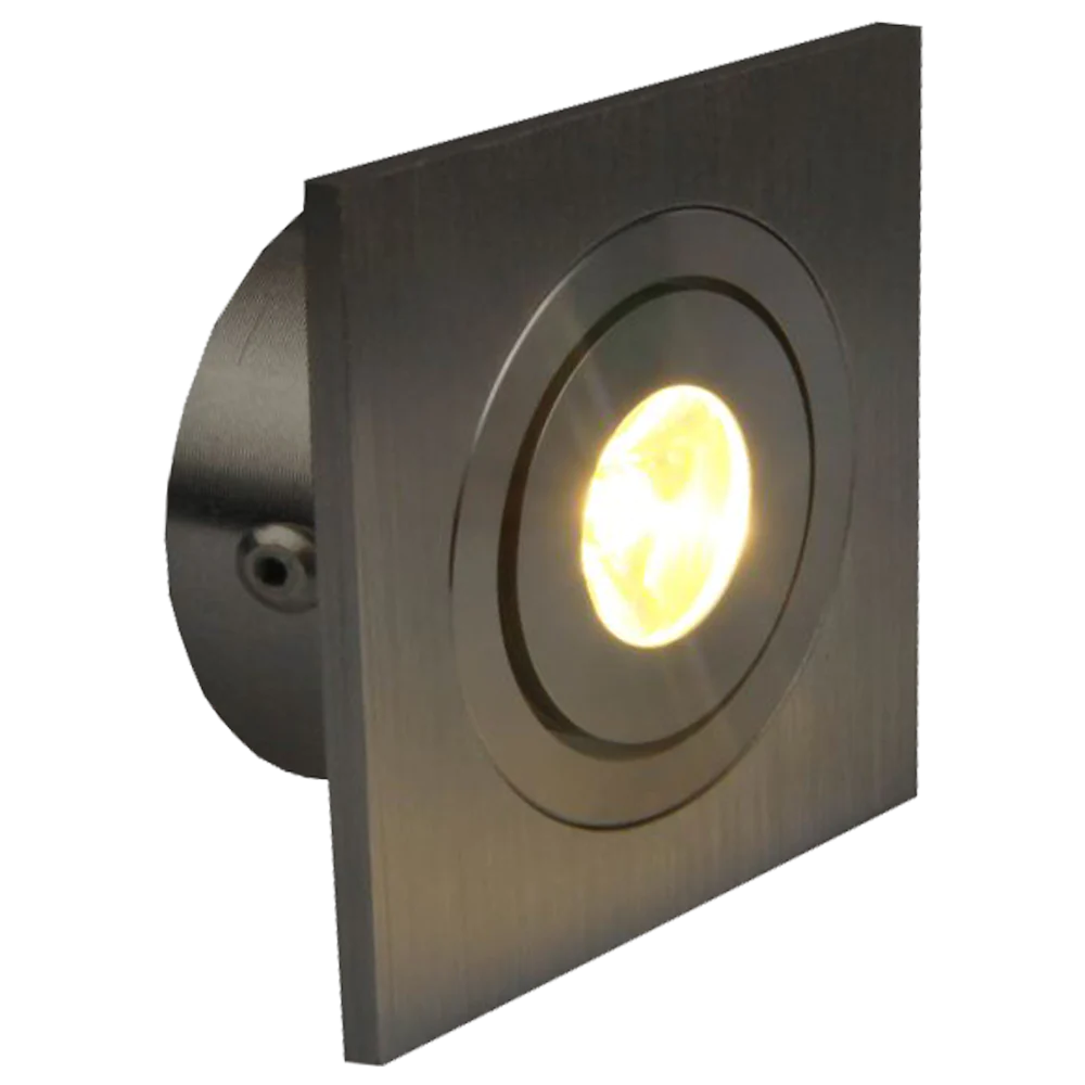 Abba Lighting 1W LED DC 12V COB LED Square 3000K Black Puck/Cabinet Light