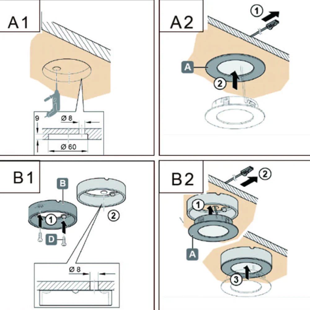 Abba Lighting 1.8W LED DC 12V COB LED Round 5000K White Puck/Cabinet Light