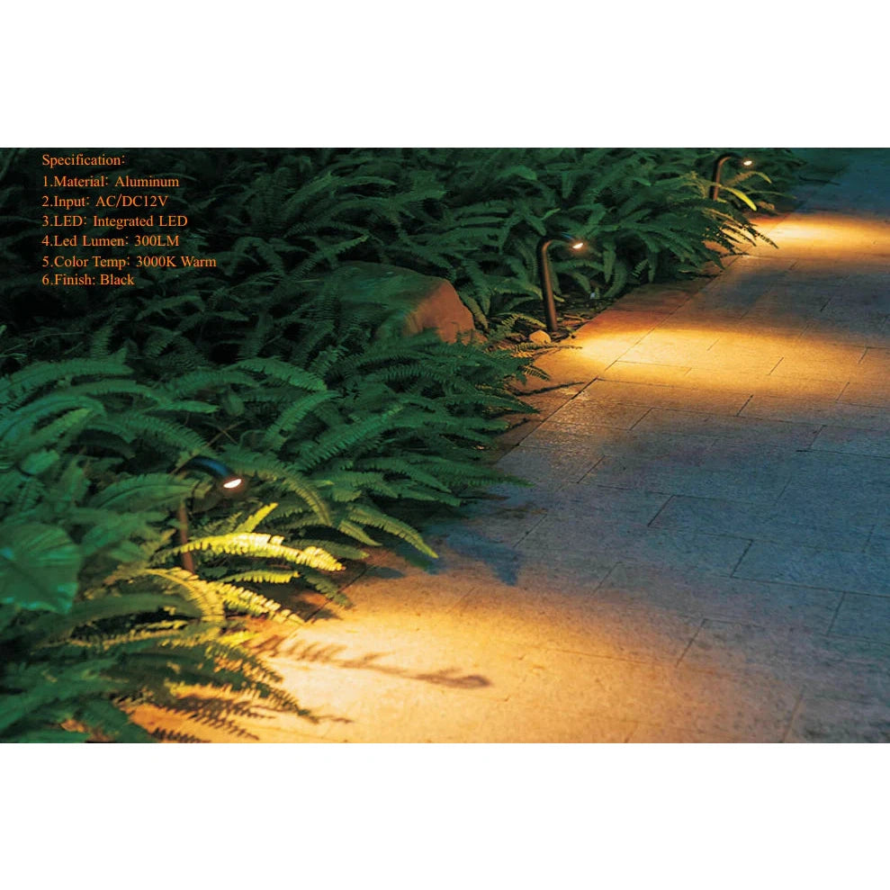 Abba Lighting 5W LED AC/DC 12V COB 3000K 500LM Aluminum Black Path Light