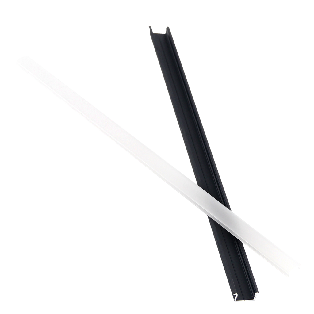 Abba Lighting Aluminum Rectangular Channel LED Strip Light Black Cover End Caps