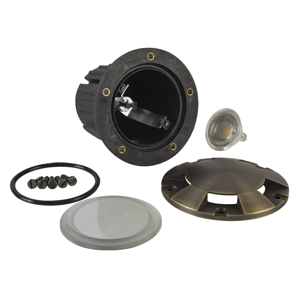 Abba Lighting UNB07 MR16 LED 12V Brass Multi-Directional Well Light