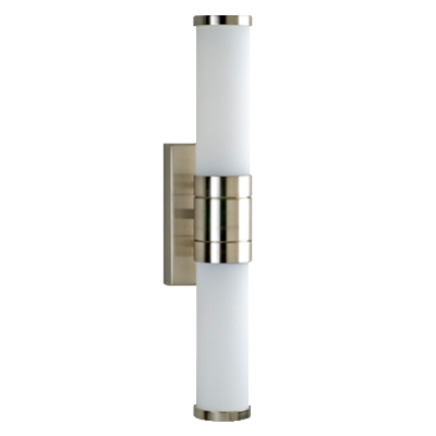 Afina Beekman 2-Light Satin Nickel Frame Decorative Sconce With Frosted Glass Shade