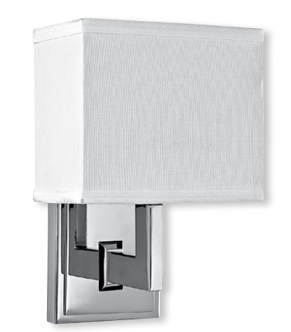 Afina Savoy 1-Light Polished Chrome Frame Decorative Sconce With Off White Linen Fabric Shade