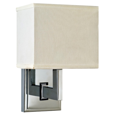 Afina Savoy 1-Light Satin Nickel Frame Decorative Sconce With Off White Linen Fabric Shade