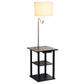 All The Rages 57" Black 2-Tier End Table Floor Lamp Combination With 2 USB Charging Ports & Power Outlet