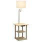 All The Rages 57" Tan 2-Tier End Table Floor Lamp Combination With 2 USB Charging Ports & Power Outlet