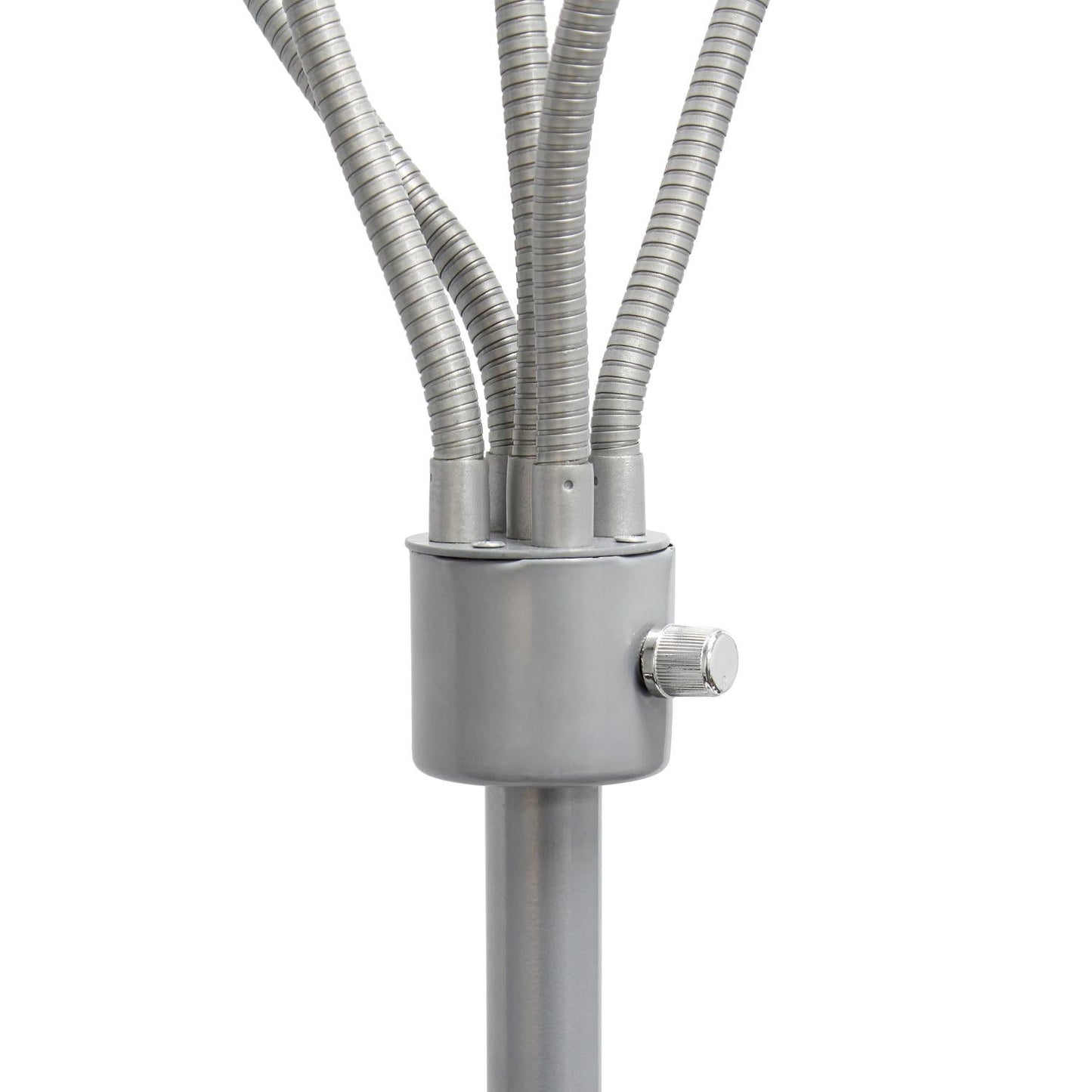 All The Rages 67" Silver 5-Light Adjustable Gooseneck Floor Lamp With Blue, White & Gray Shades