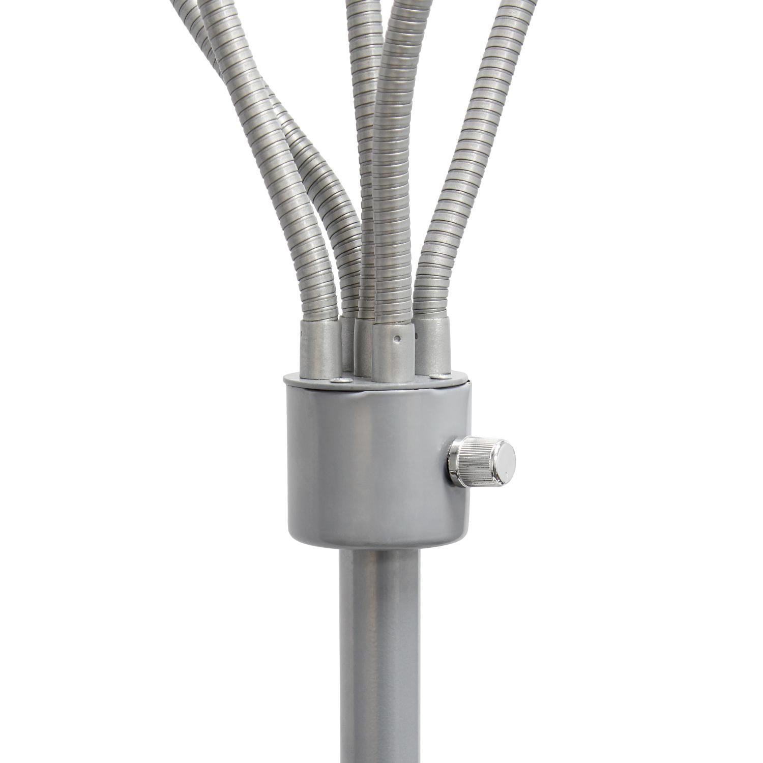 All The Rages 67" Silver 5-Light Adjustable Gooseneck Floor Lamp With Blue, White & Gray Shades