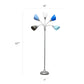 All The Rages 67" Silver 5-Light Adjustable Gooseneck Floor Lamp With Blue, White & Gray Shades