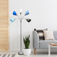 All The Rages 67" Silver 5-Light Adjustable Gooseneck Floor Lamp With Blue, White & Gray Shades