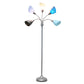 All The Rages 67" Silver 5-Light Adjustable Gooseneck Floor Lamp With Blue, White & Gray Shades