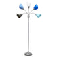 All The Rages 67" Silver 5-Light Adjustable Gooseneck Floor Lamp With Blue, White & Gray Shades