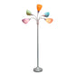 All The Rages 67" Silver 5-Light Adjustable Gooseneck Floor Lamp With Shades In Green, Lilac, Coral, Teal & Pink