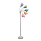 All The Rages 67" Silver 5-Light Adjustable Gooseneck Floor Lamp With Shades In Green, Lilac, Coral, Teal & Pink