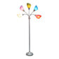 All The Rages 67" Silver 5-Light Adjustable Gooseneck Floor Lamp With Shades In White, Blue, Purple, Green & Red