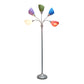 All The Rages 67" Silver 5-Light Adjustable Gooseneck Floor Lamp With Shades In White, Blue, Purple, Green & Red