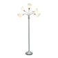 All The Rages 67" Silver 5-Light Adjustable Gooseneck Floor Lamp With White Shades