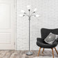 All The Rages 67" Silver 5-Light Adjustable Gooseneck Floor Lamp With White Shades