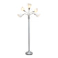 All The Rages 67" Silver 5-Light Adjustable Gooseneck Floor Lamp With White Shades