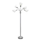 All The Rages 67" Silver 5-Light Adjustable Gooseneck Floor Lamp With White Shades