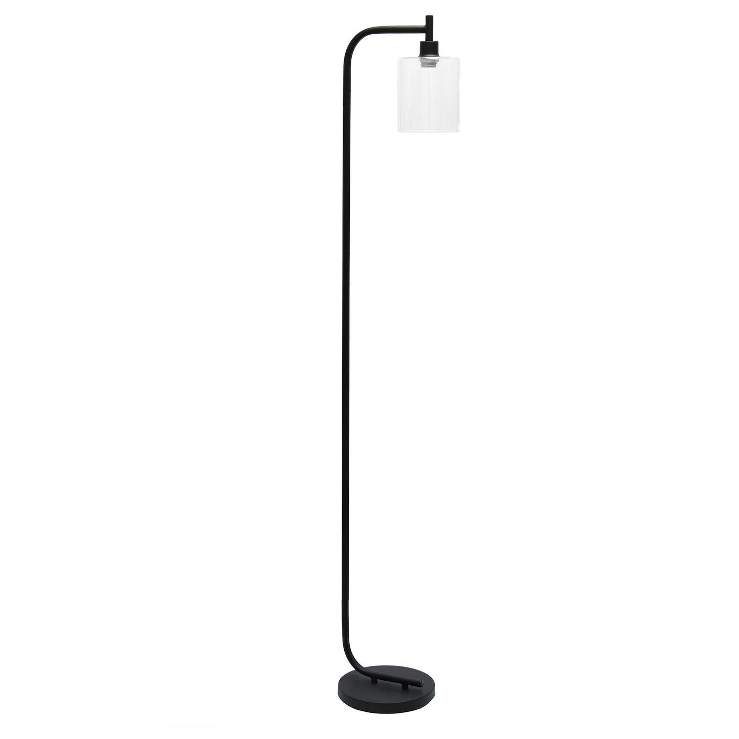 All The Rages Black Modern Iron Lantern Floor Lamp With Glass Shade