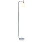 All The Rages Chrome Modern Iron Lantern Floor Lamp With Glass Shade